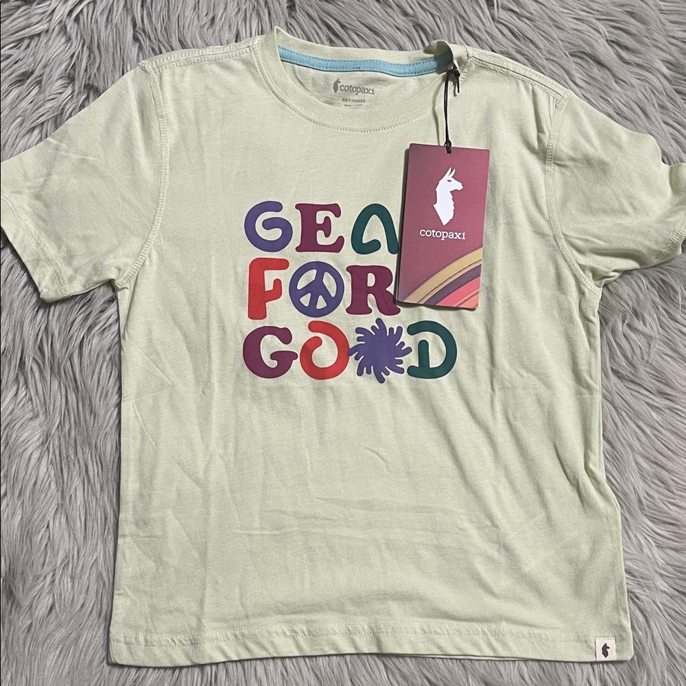 Cotopaxi Kids Tee - Pastel Green with Colorful Print